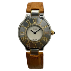 CARTIER "Must 21" Watch in Stainless Steel and Leather