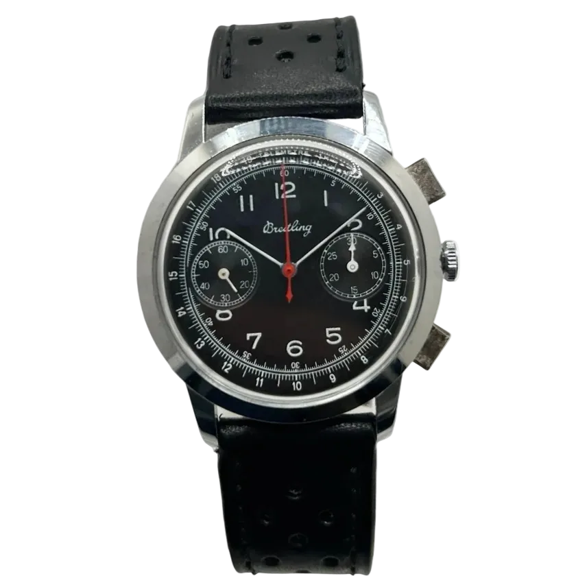 BREITLING "Premier Chronograph" Watch in Stainless Steel and Leather