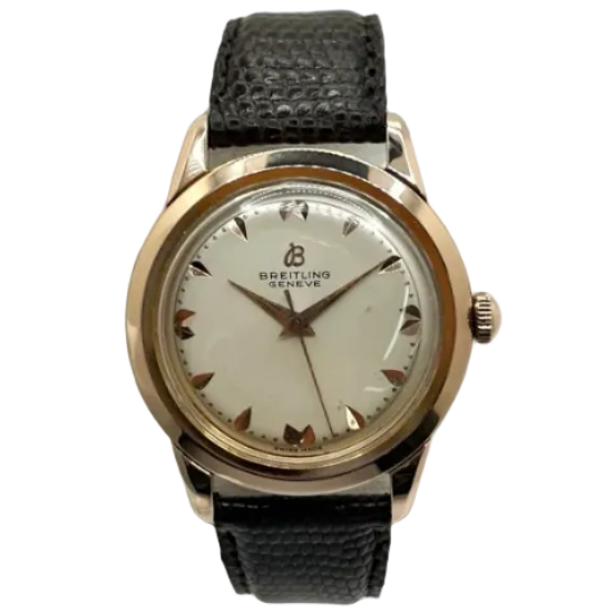 BREITLING "Geneva" Watch in rose gold-plated steel and leather