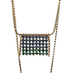 Necklace with emerald and sapphire bangs
