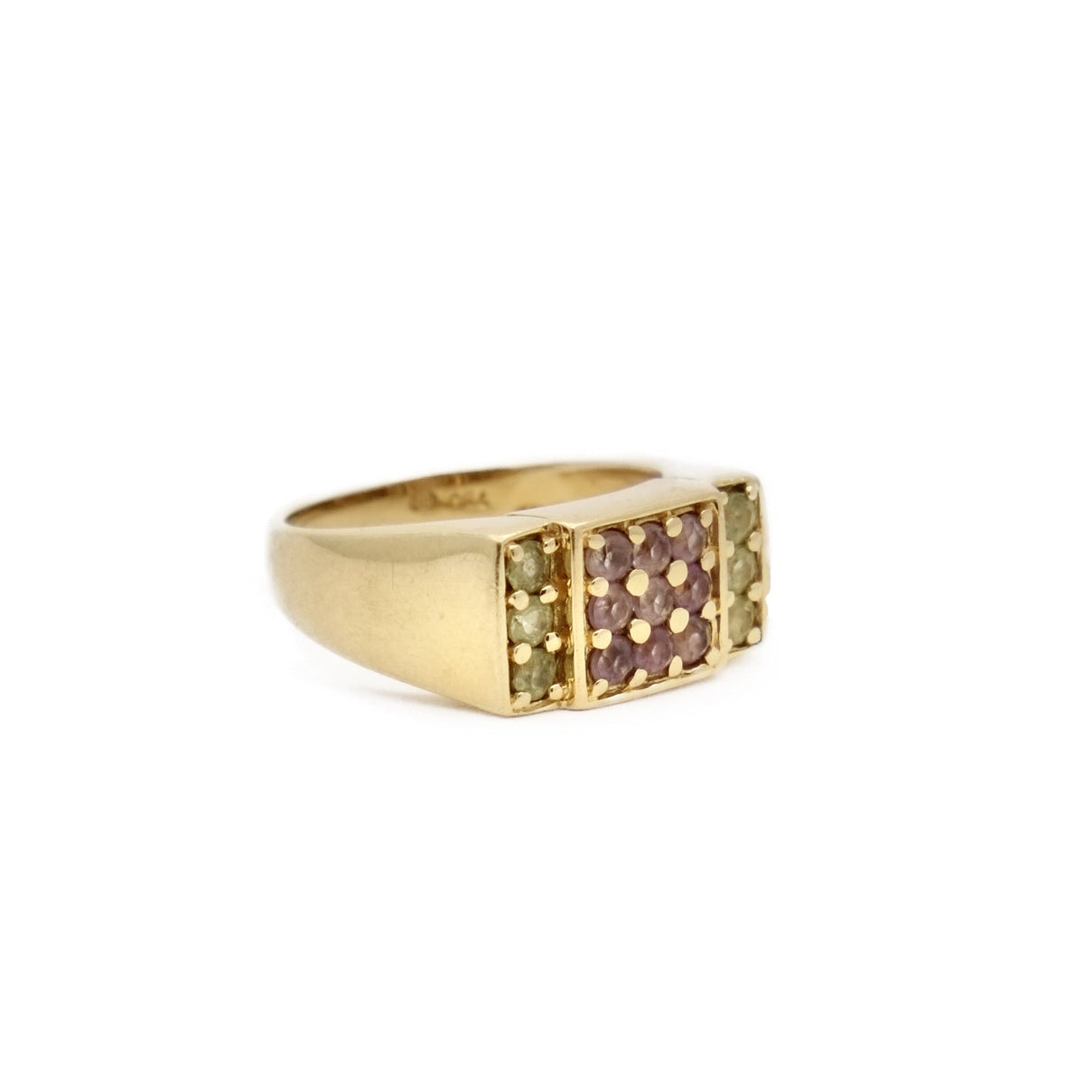 Amethyst and peridot signet ring