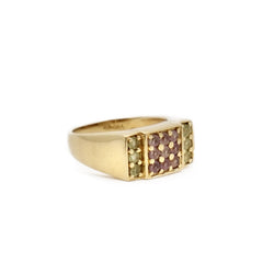 Amethyst and peridot signet ring