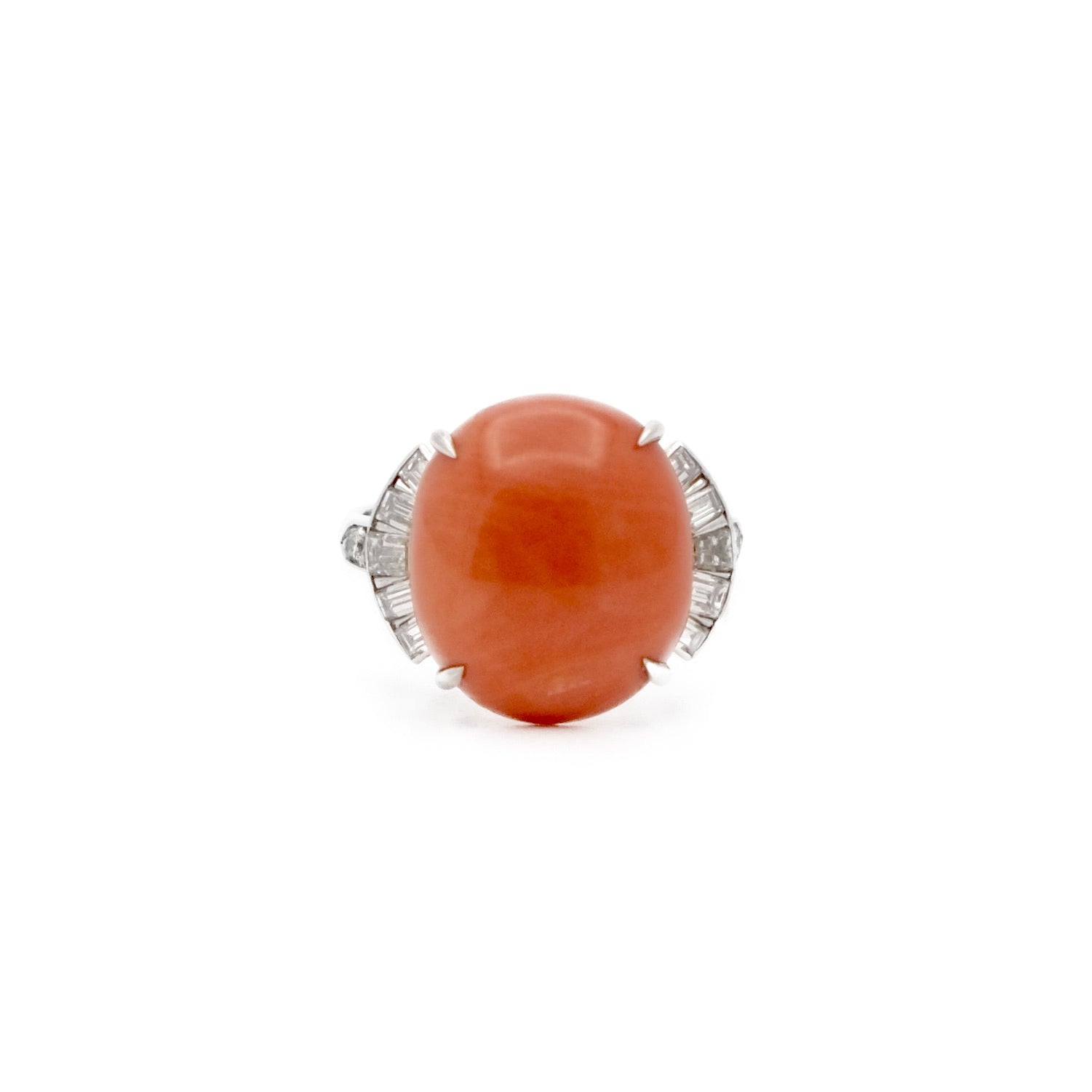 Ring coral, paltinium and diamonds