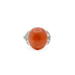Ring coral, paltinium and diamonds