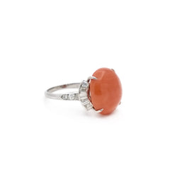 Ring coral, paltinium and diamonds