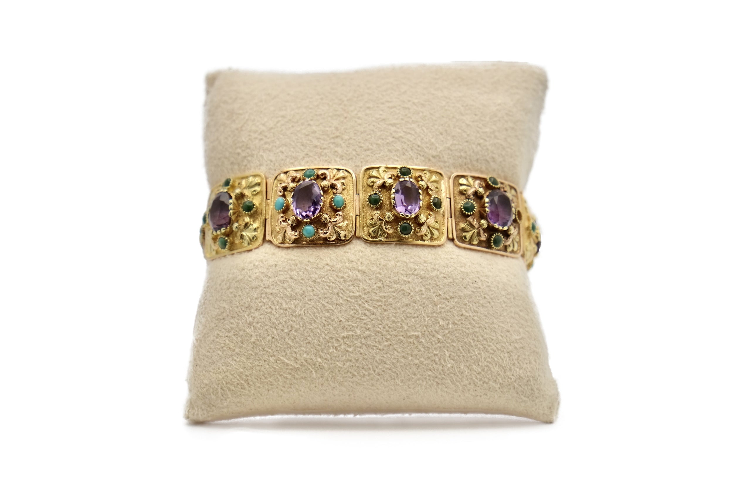 Bracelet ancient amethysts and turquoise