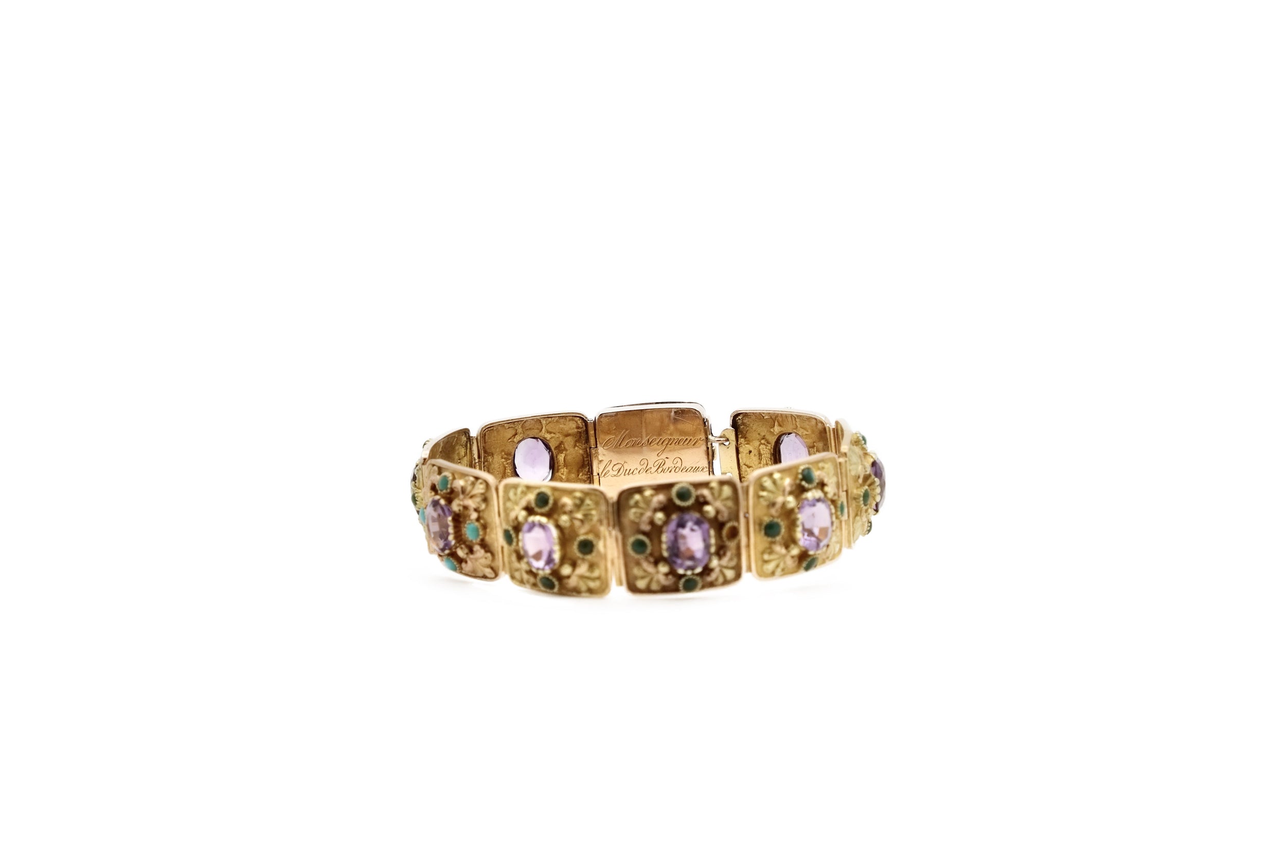 Bracelet ancient amethysts and turquoise