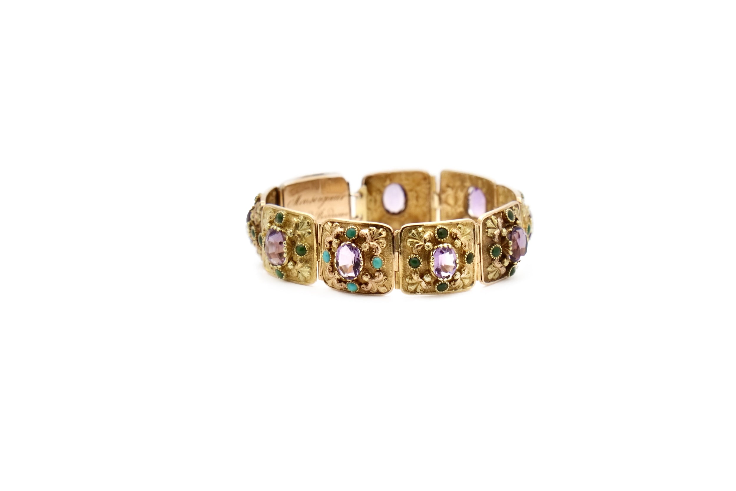 Bracelet ancient amethysts and turquoise