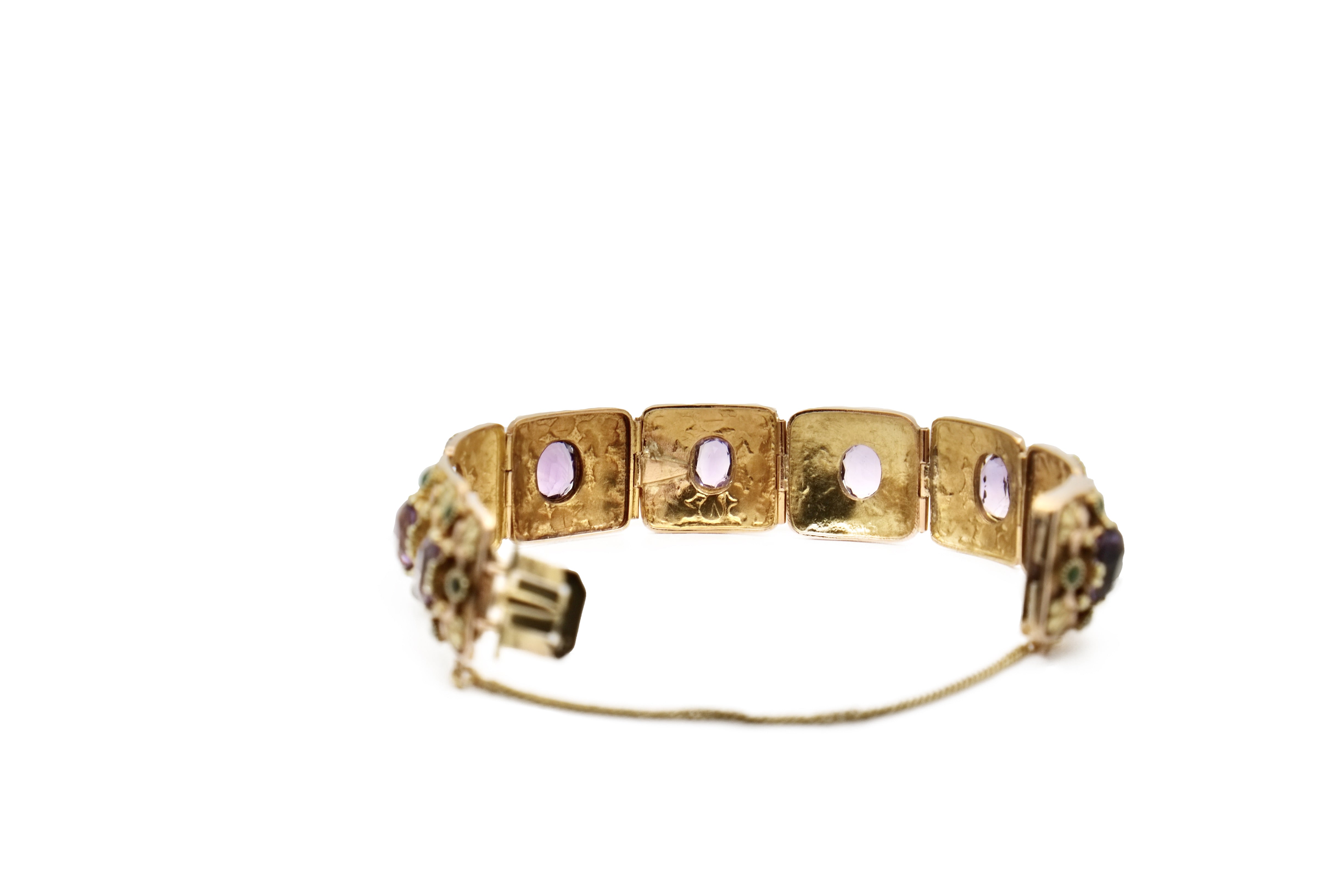 Bracelet ancient amethysts and turquoise