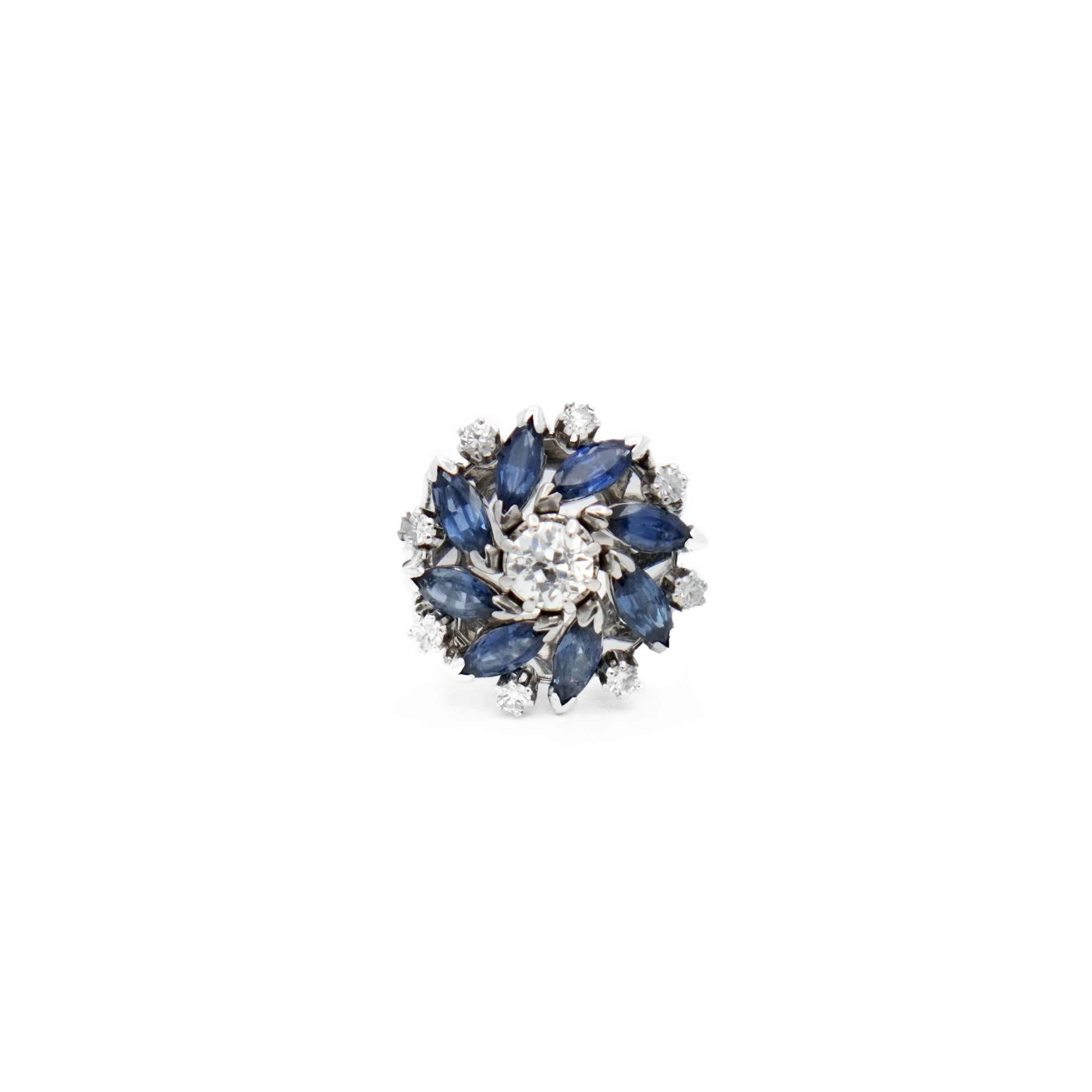 Bague fleur saphirs et diamant