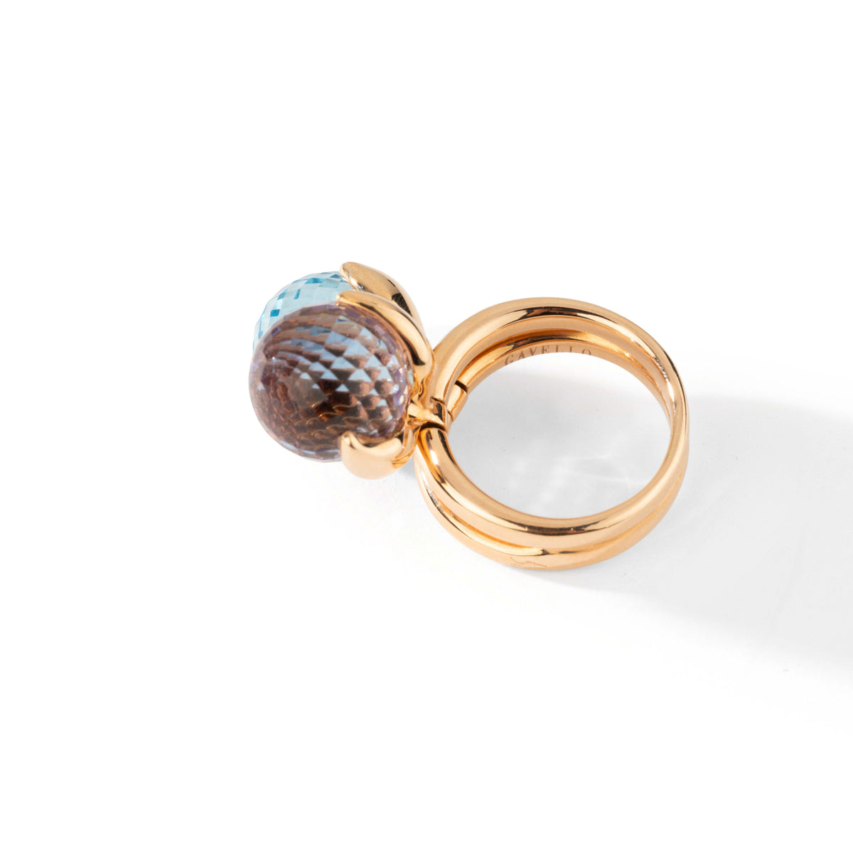 Two rings in yellow gold, amethyst, blue topaz and citrine