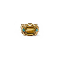 Bague cocktail citrine et turquoise