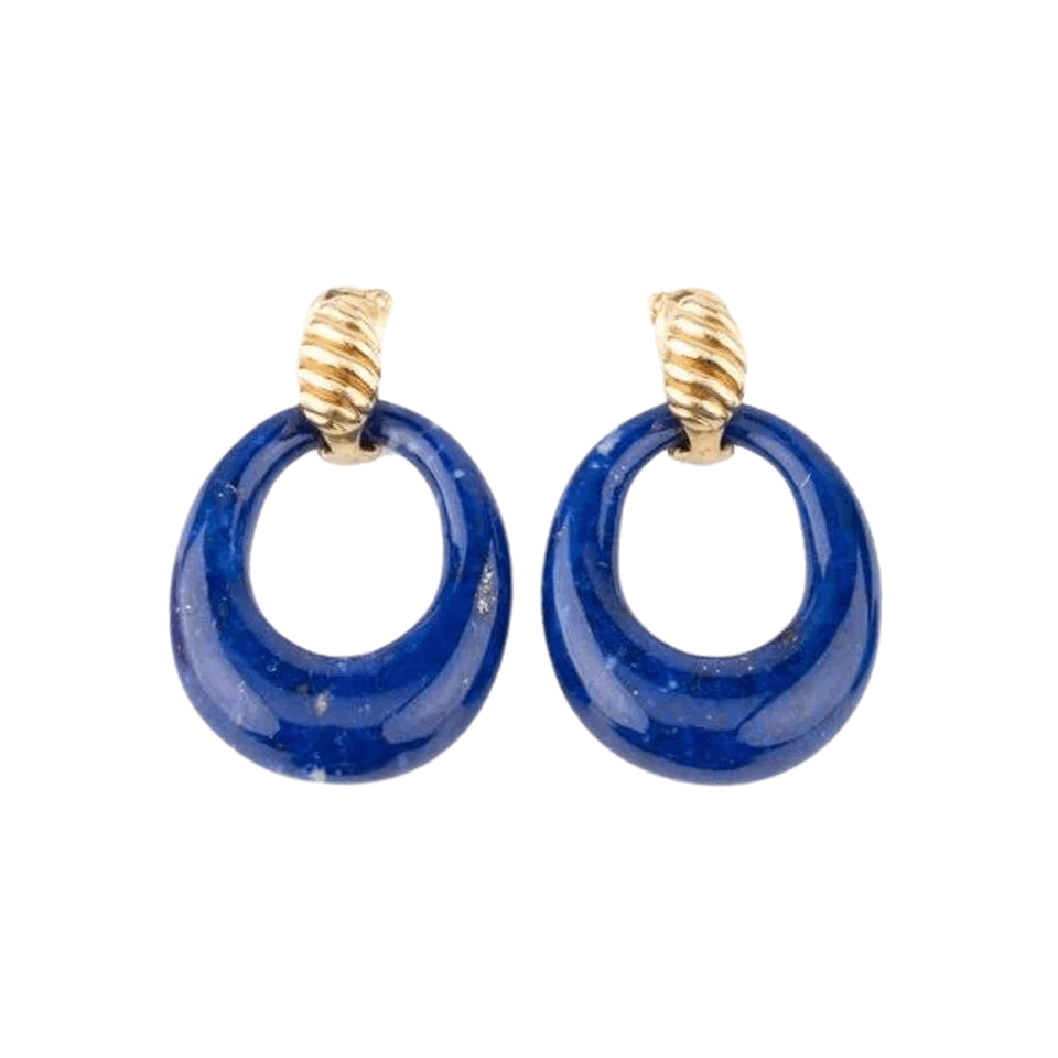 Boucles d'oreilles VAN CLEEF & ARPELS en or jaune, lapis lazuli, corail et onyx