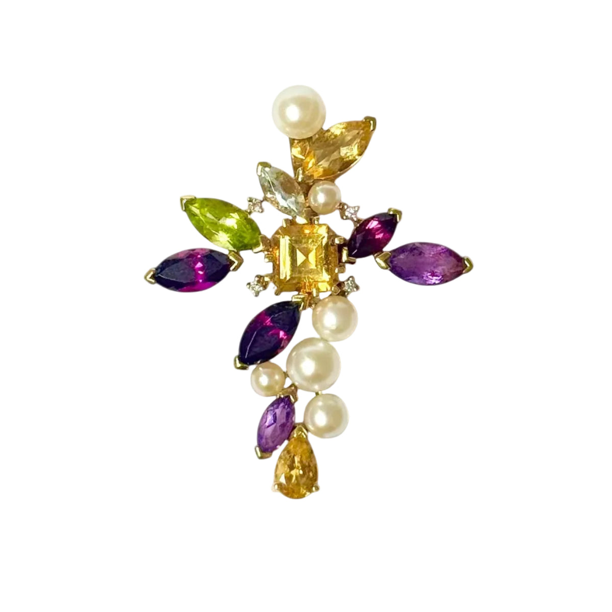 Pendentif croix multigemmes