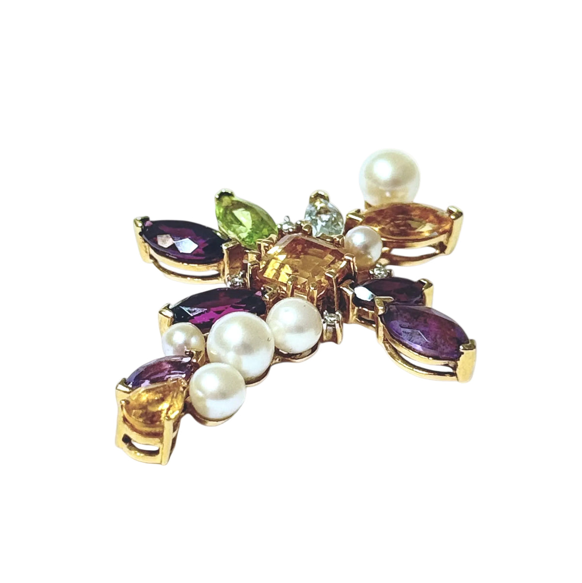 Pendentif croix multigemmes