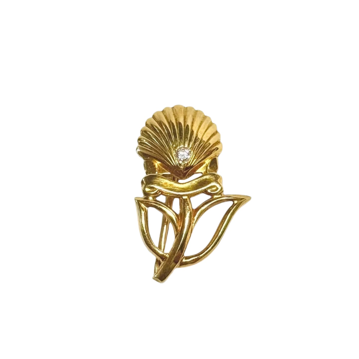 Brooch Cartier for Shell in yellow gold and diamonds – Castafiore
