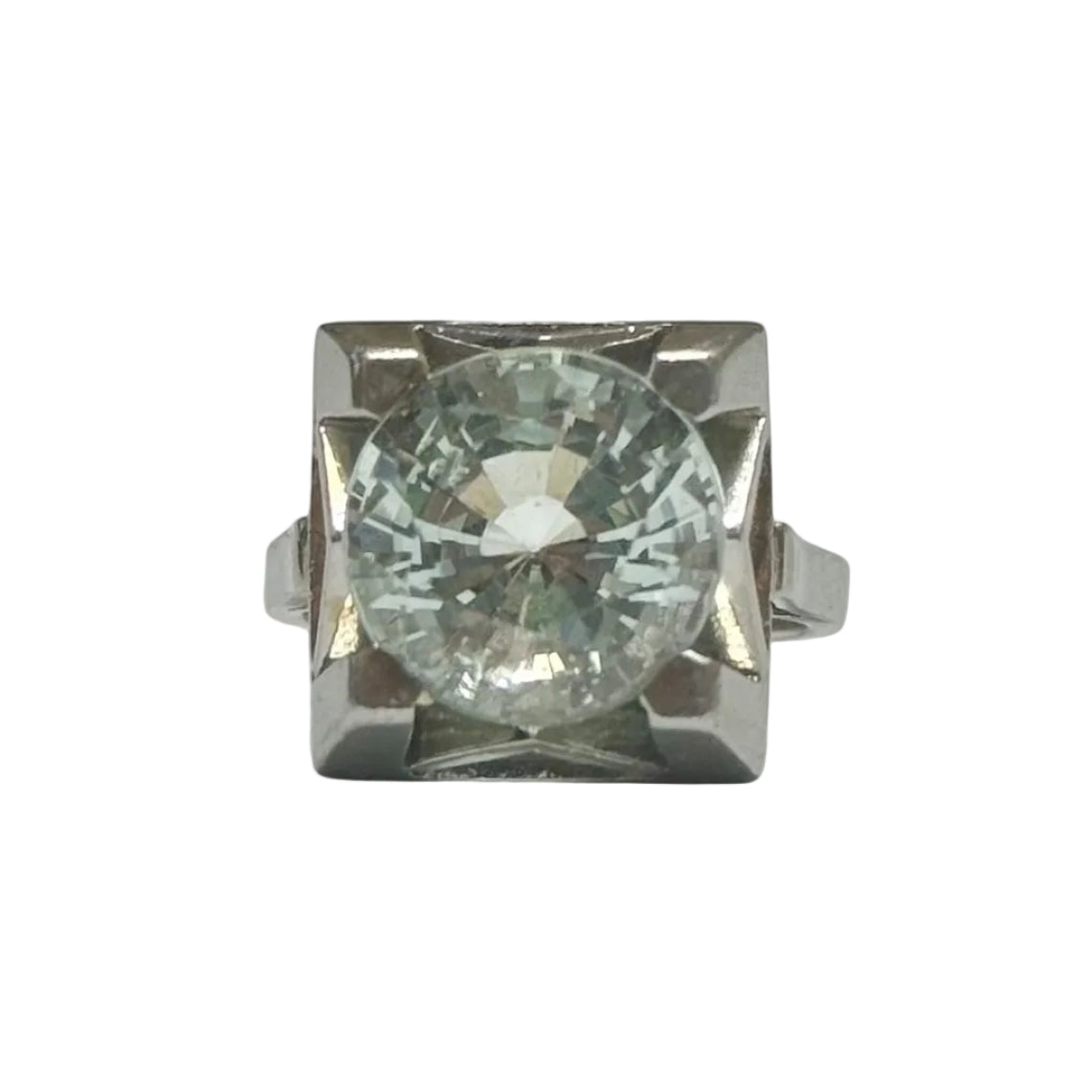 Bague en platine et aigue-marine