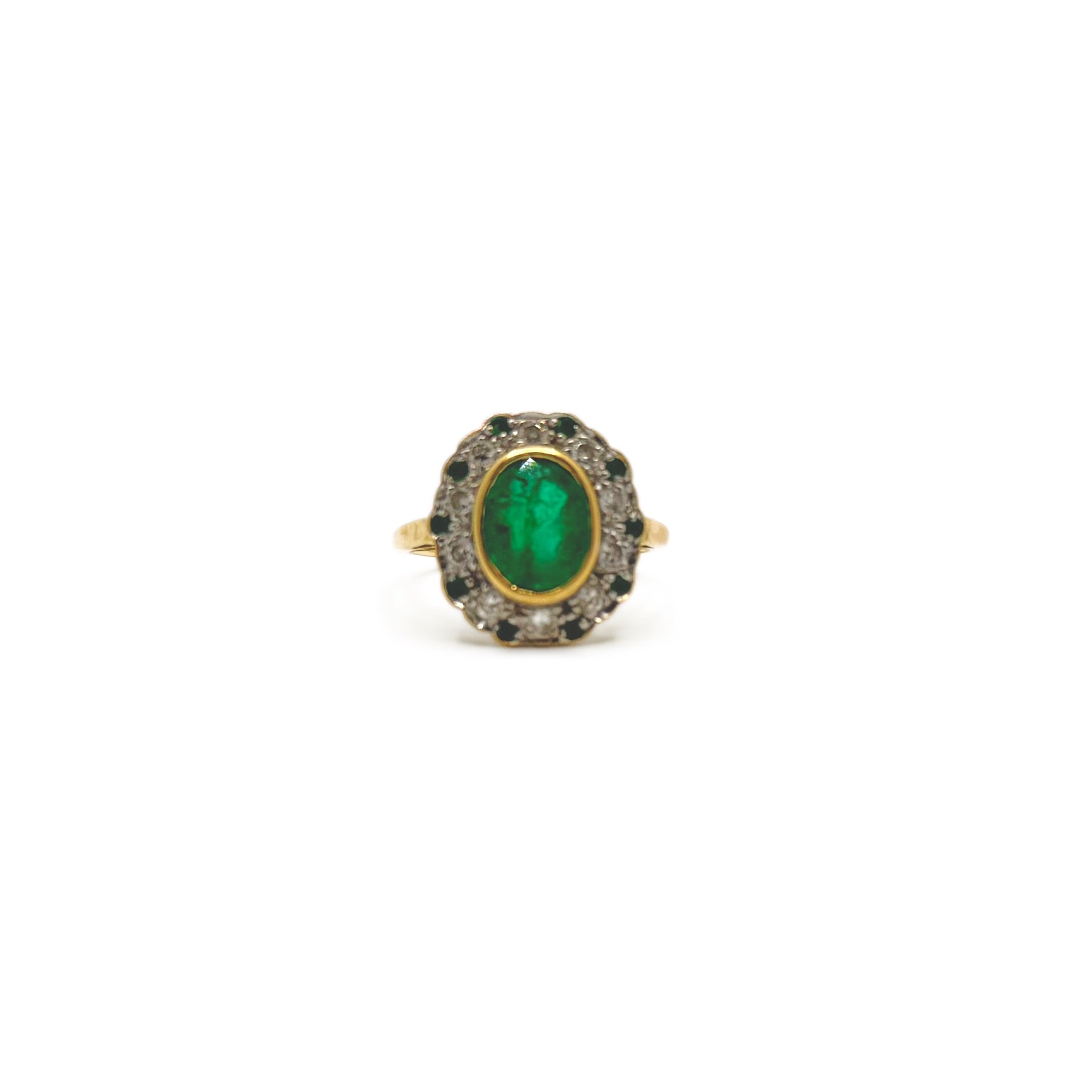 Bague ancienne émeraude et diamants