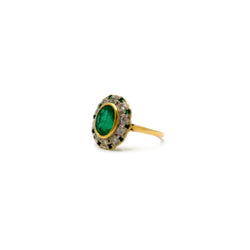 Bague ancienne émeraude et diamants