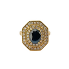 Bague en or jaune, saphir et diamants