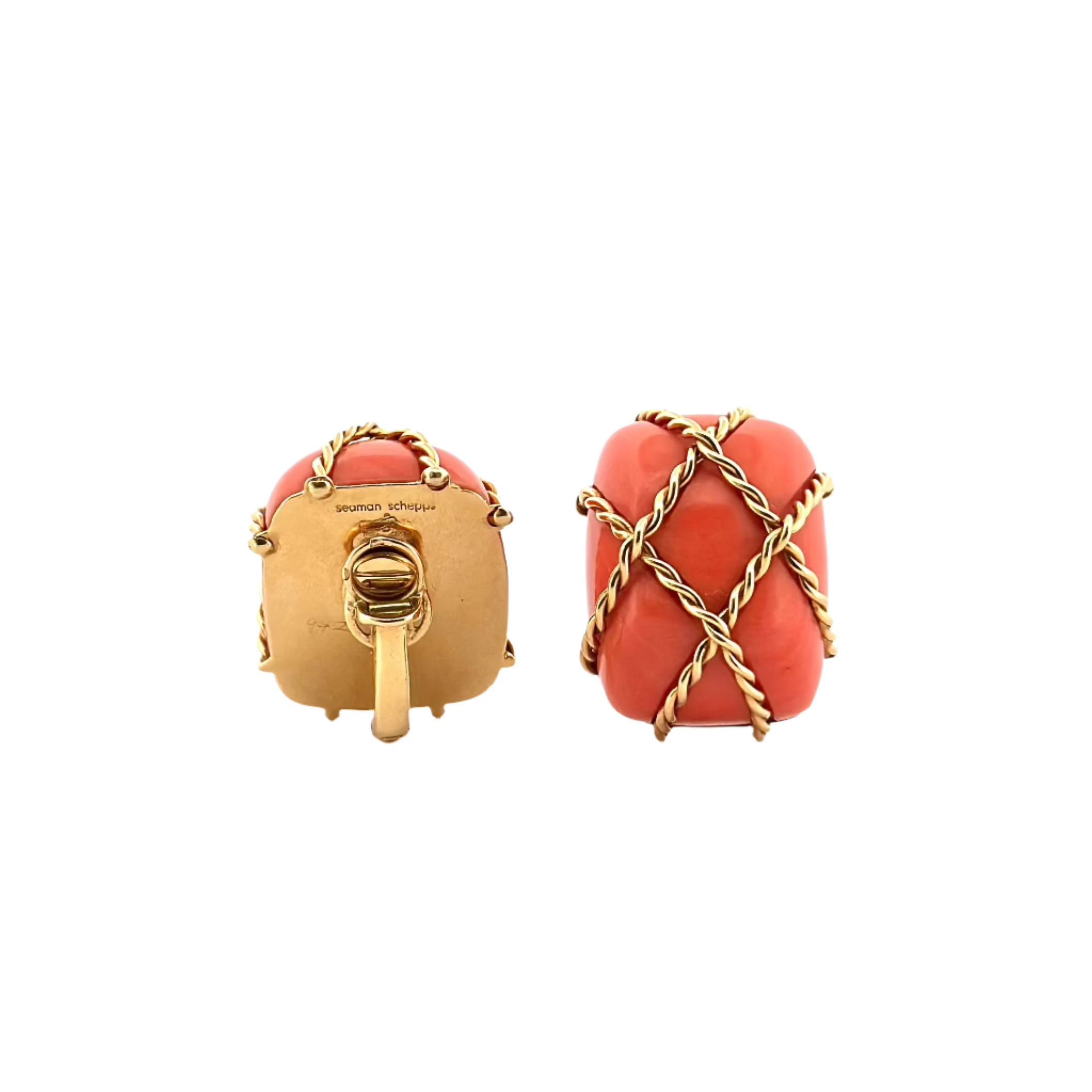 Boucles d'oreilles SCHEPPS en or jaune et corail