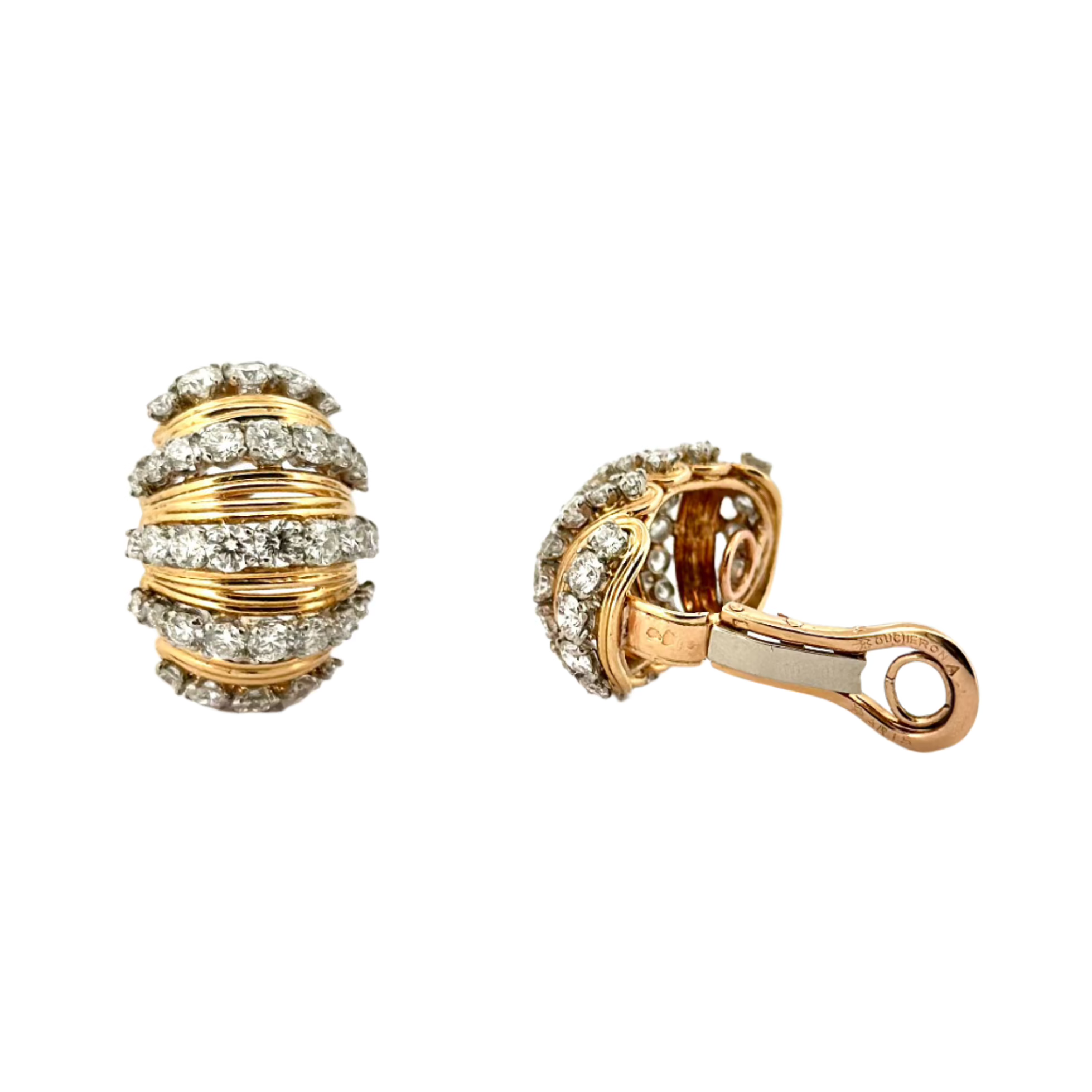 Boucles d'oreilles BOUCHERON en or jaune et diamant