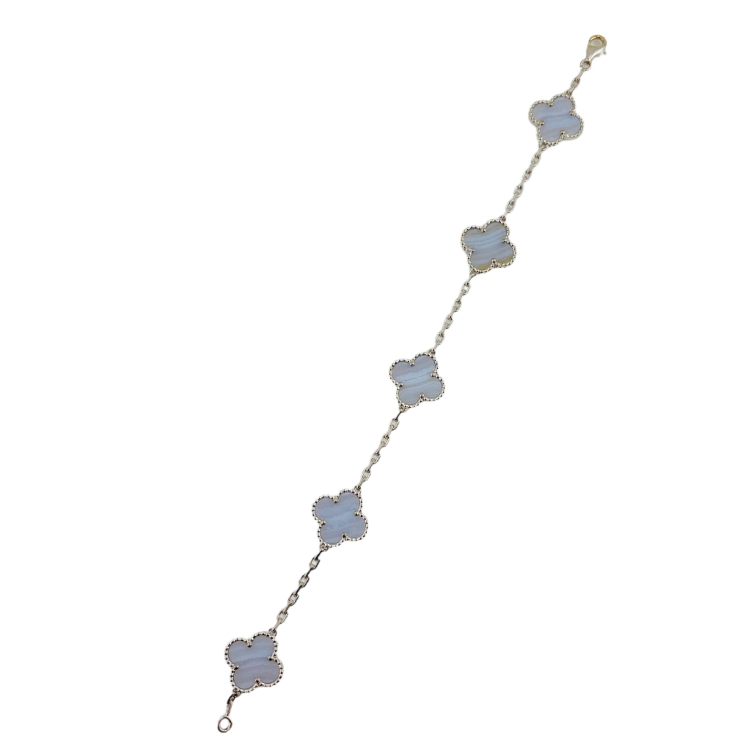 Bracelet VAN CLEEF & ARPELS Alhambra en or blanc et calcédoine