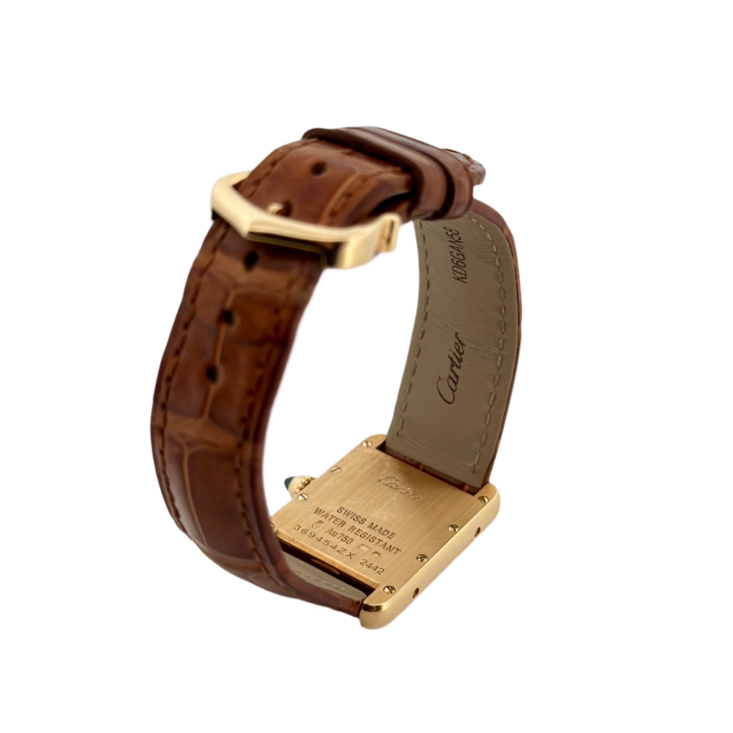 CARTIER “Tank” watch in yellow gold and leather