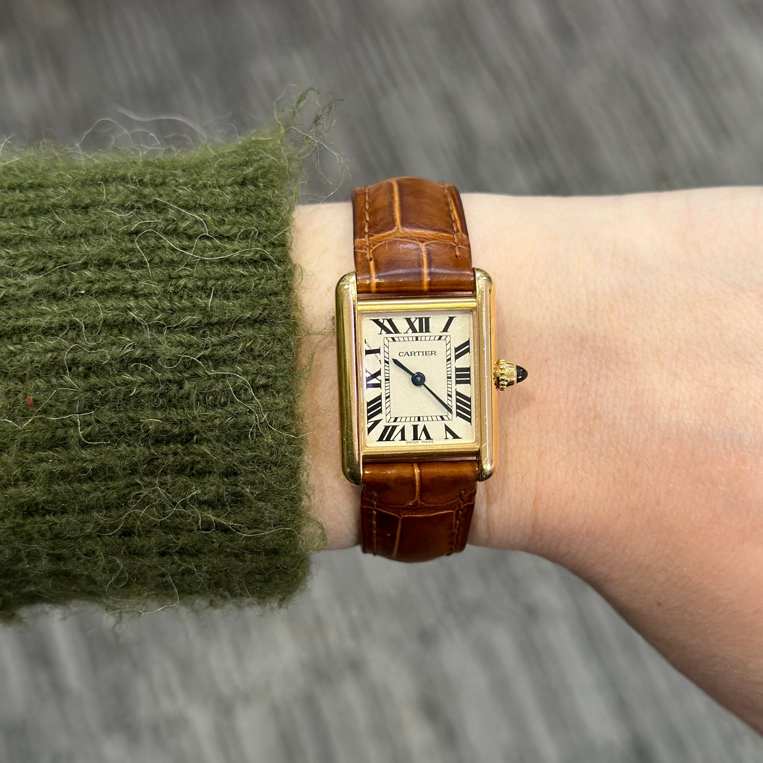 CARTIER “Tank” watch in yellow gold and leather