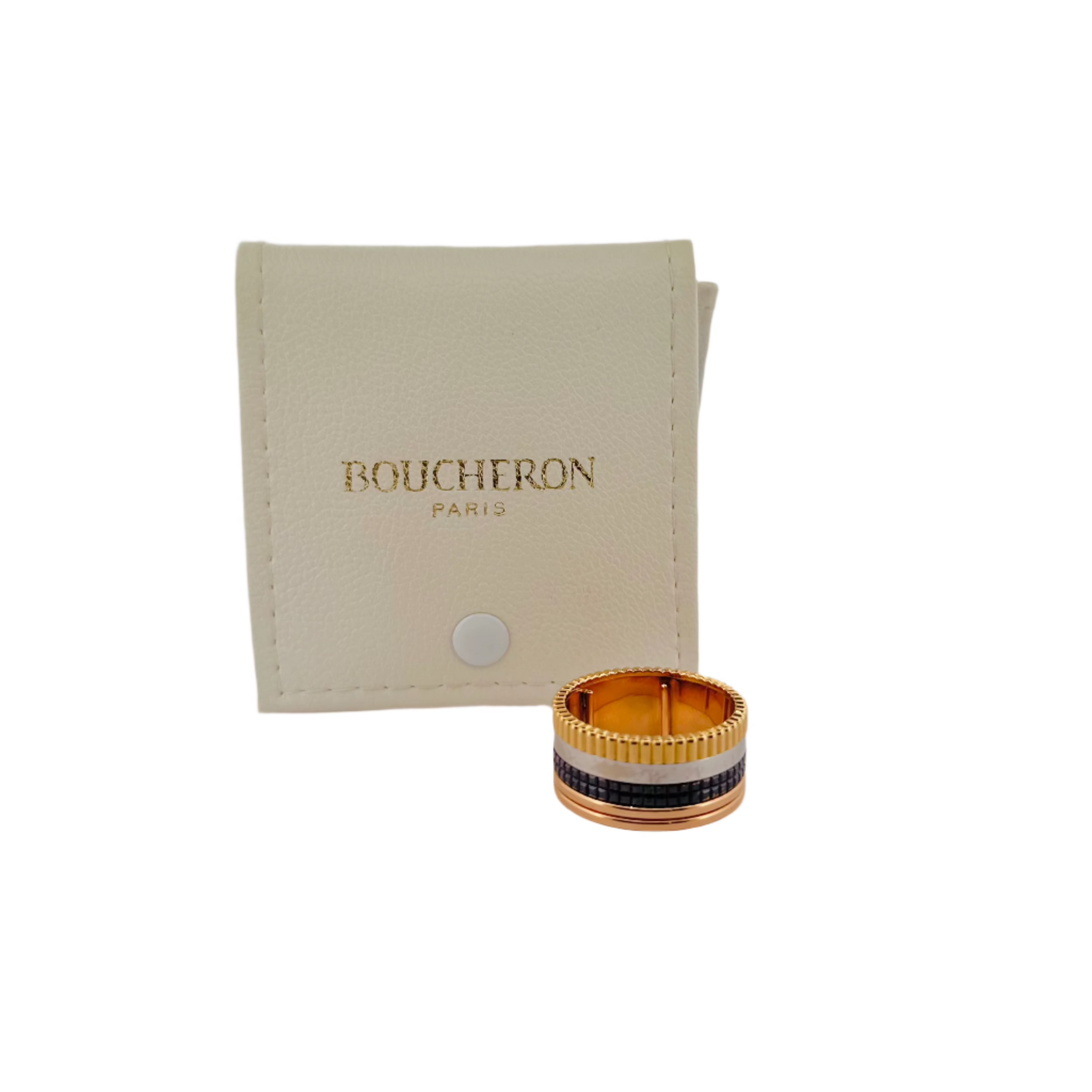 Bague BOUCHERON Quatre en or jaune, or blanc et or rose.