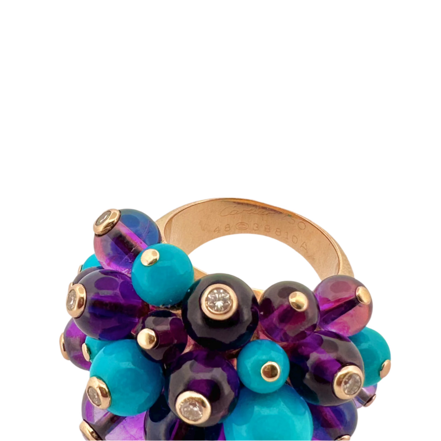 CARTIER "Délices de Goa" ring in yellow gold, turquoise, amethysts and diamonds