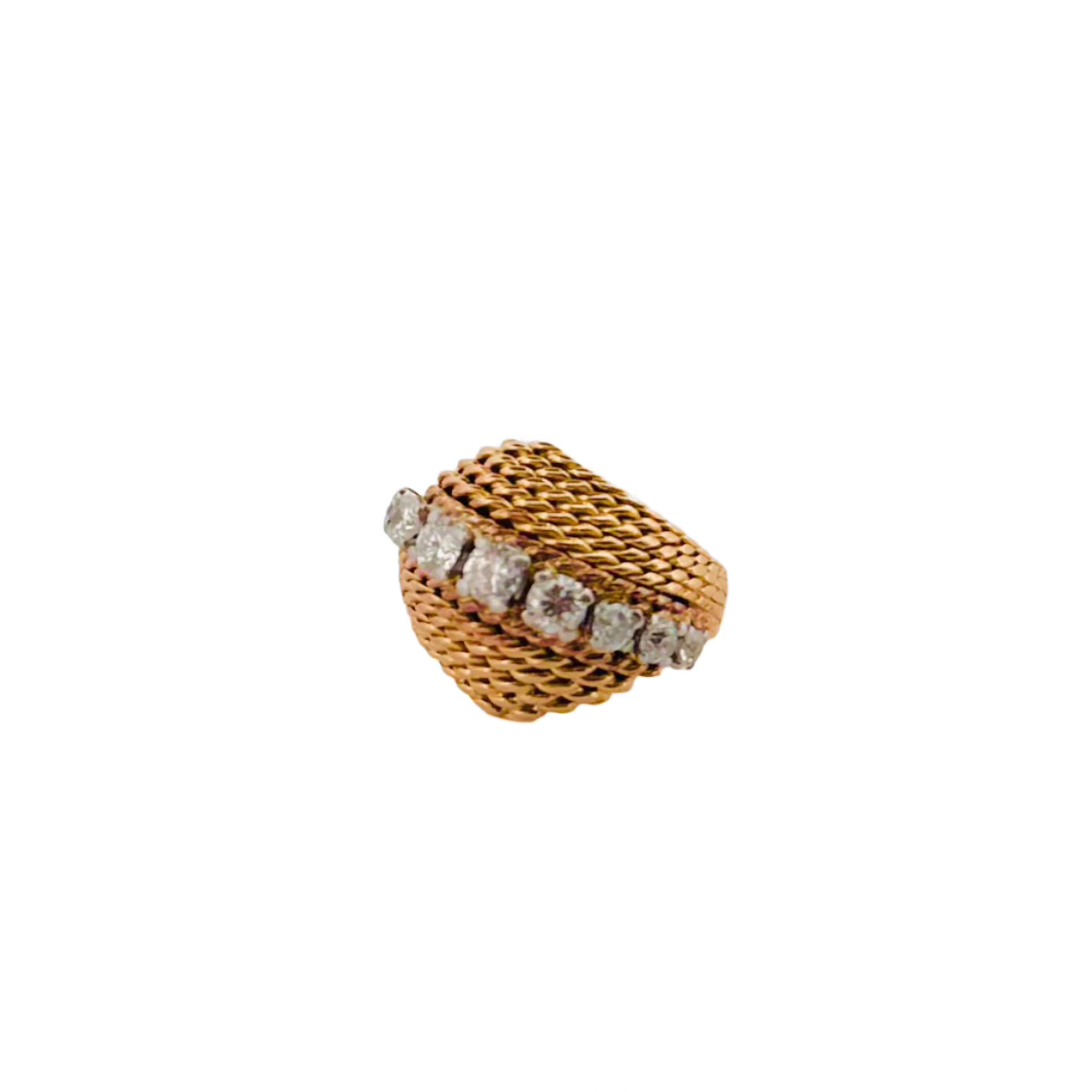 Bague or jaune, ligne de diamants