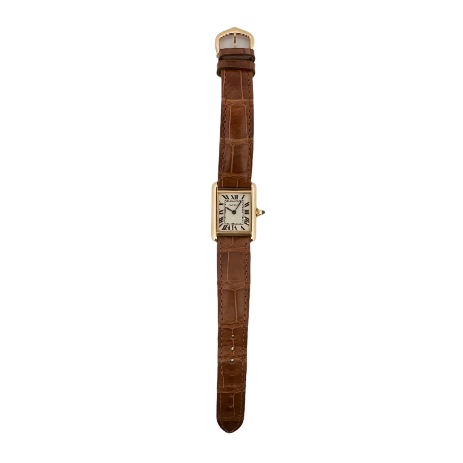 CARTIER “Tank” watch in yellow gold and leather