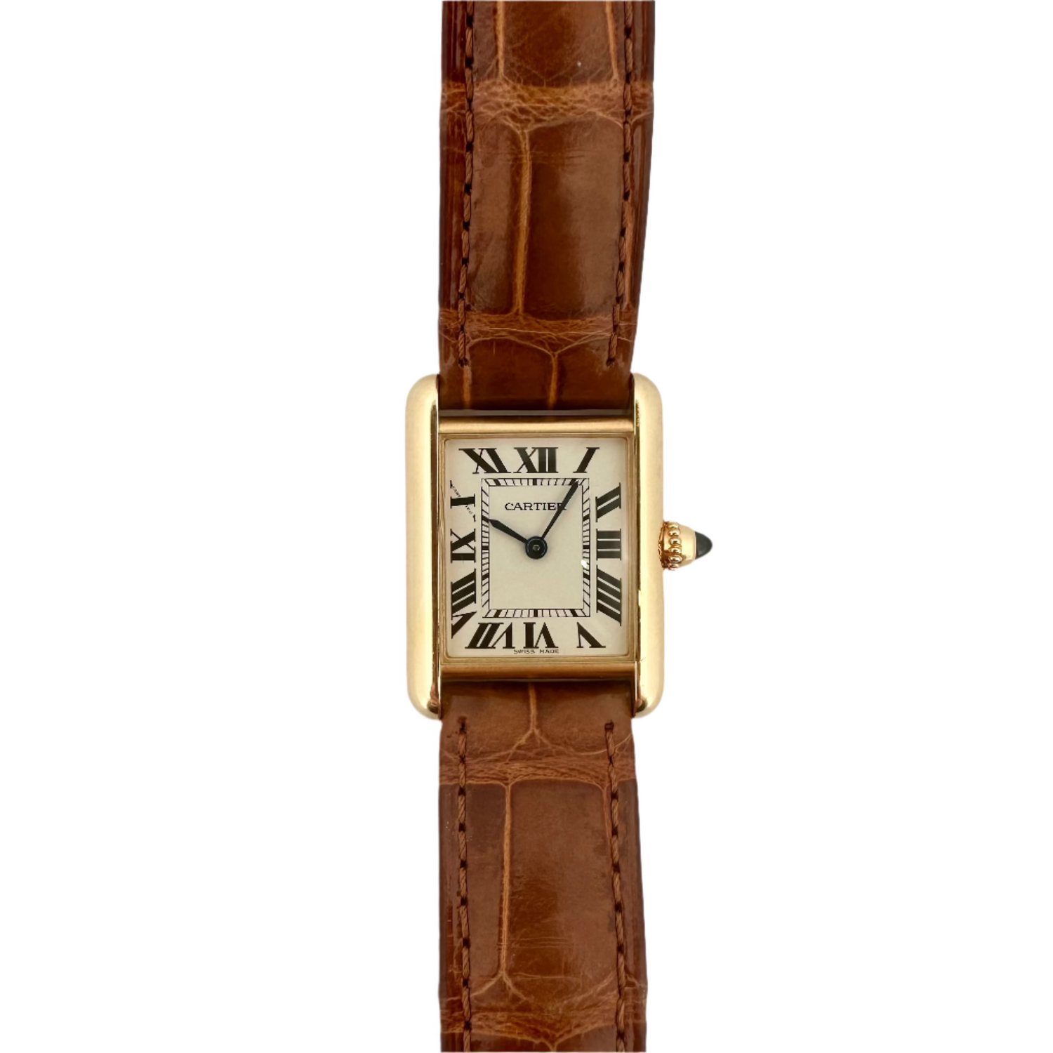 CARTIER “Tank” watch in yellow gold and leather