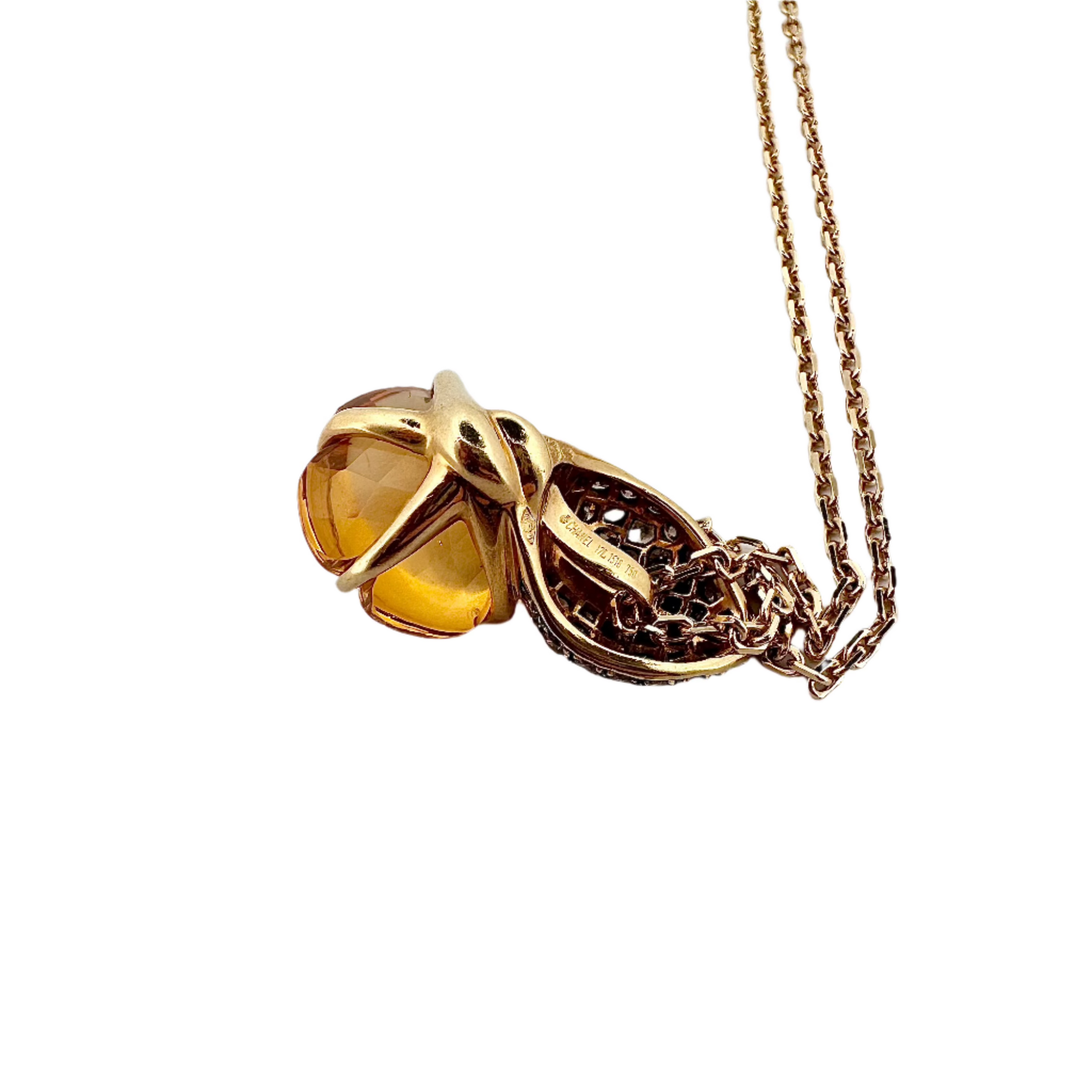 Collier CHANEL Camélia aquatique en or jaune, citrine et diamants