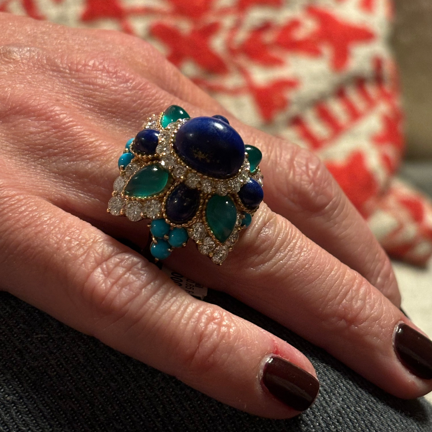 Bague Cocktail BOUCHERON en or jaune, lapis-lazuli, turquoise et diamants