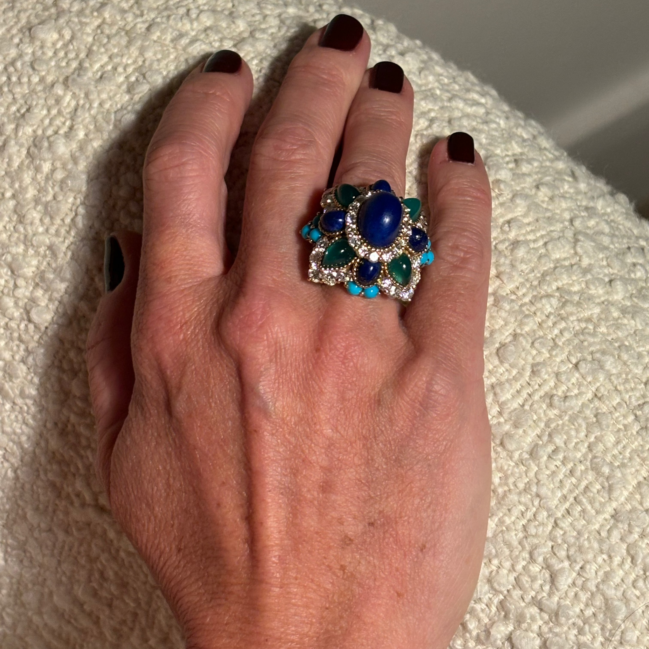 Bague Cocktail BOUCHERON en or jaune, lapis-lazuli, turquoise et diamants