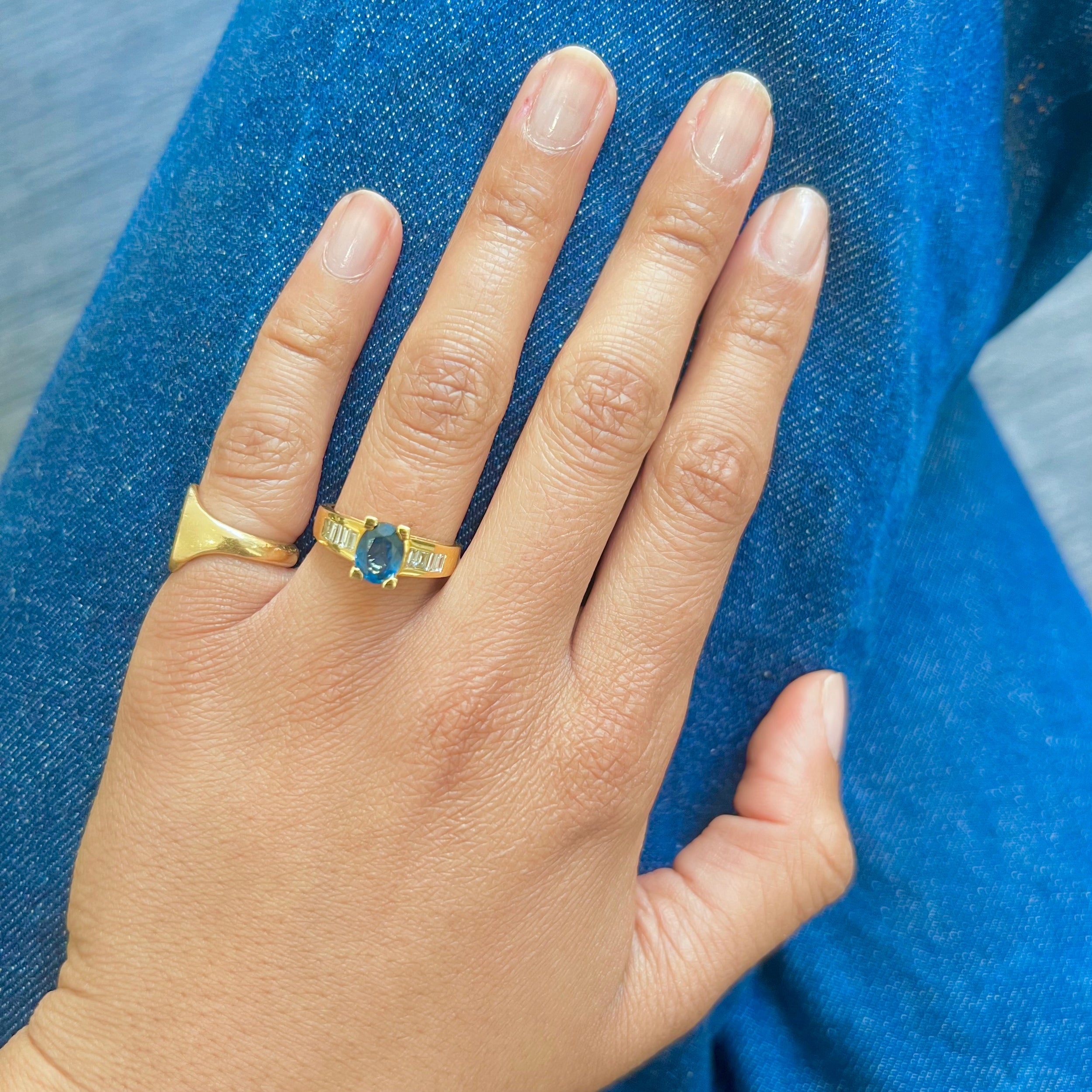 Bague en or jaune saphir et diamants