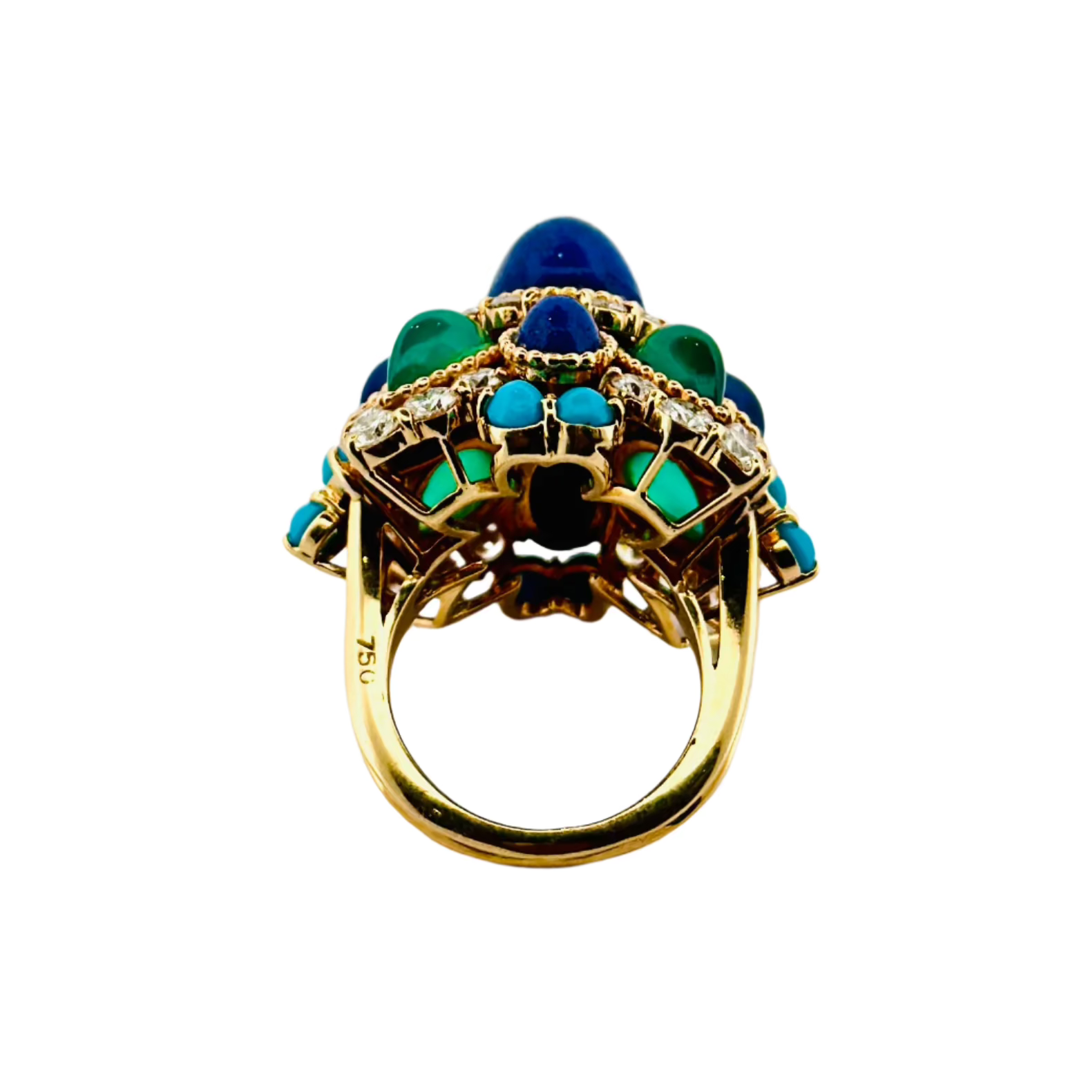 Bague Cocktail BOUCHERON en or jaune, lapis-lazuli, turquoise et diamants