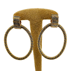 Boucles d'oreilles Créoles FRED en or jaune et or blanc