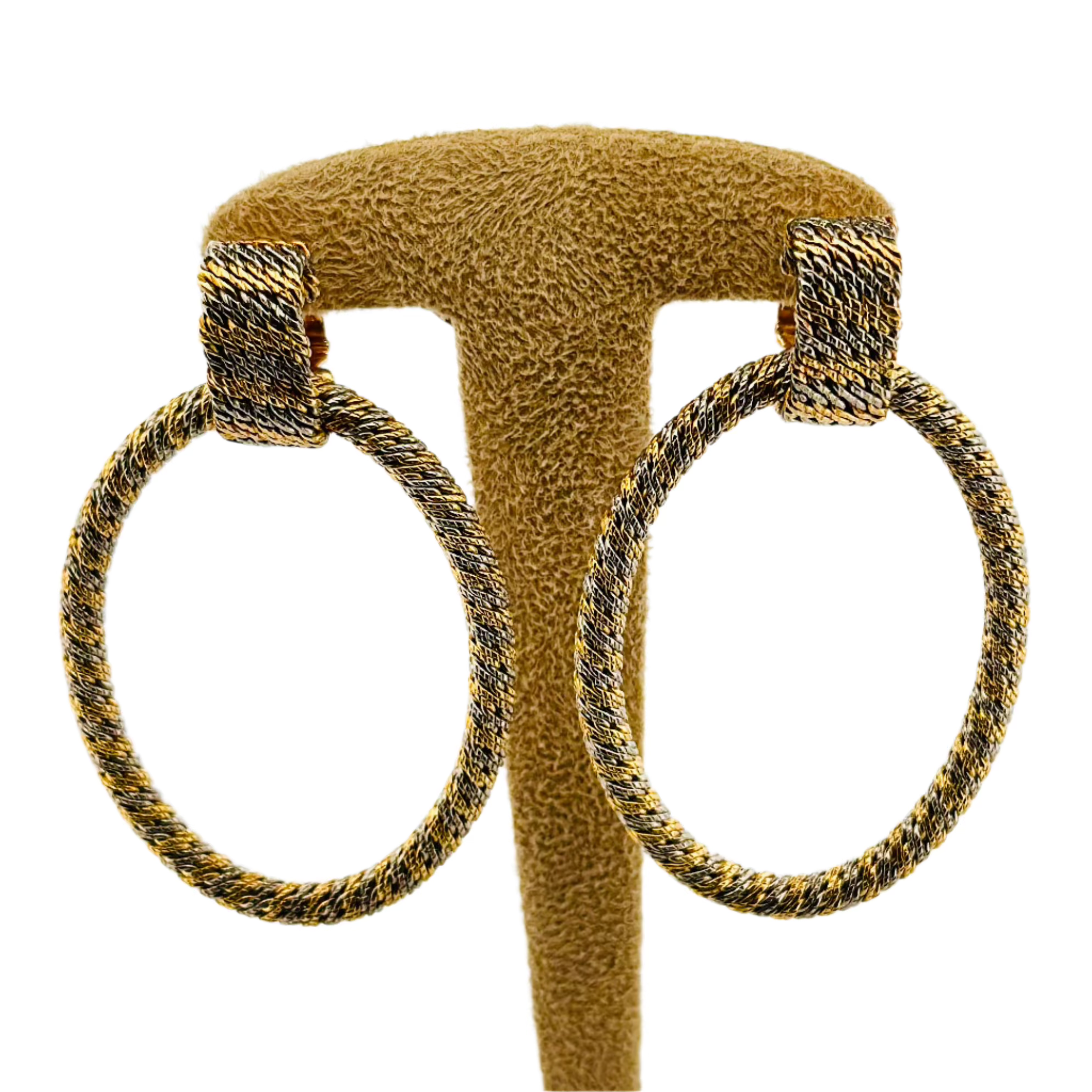 Boucles d'oreilles Créoles FRED en or jaune et or blanc