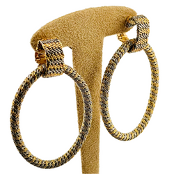 Boucles d'oreilles Créoles FRED en or jaune et or blanc