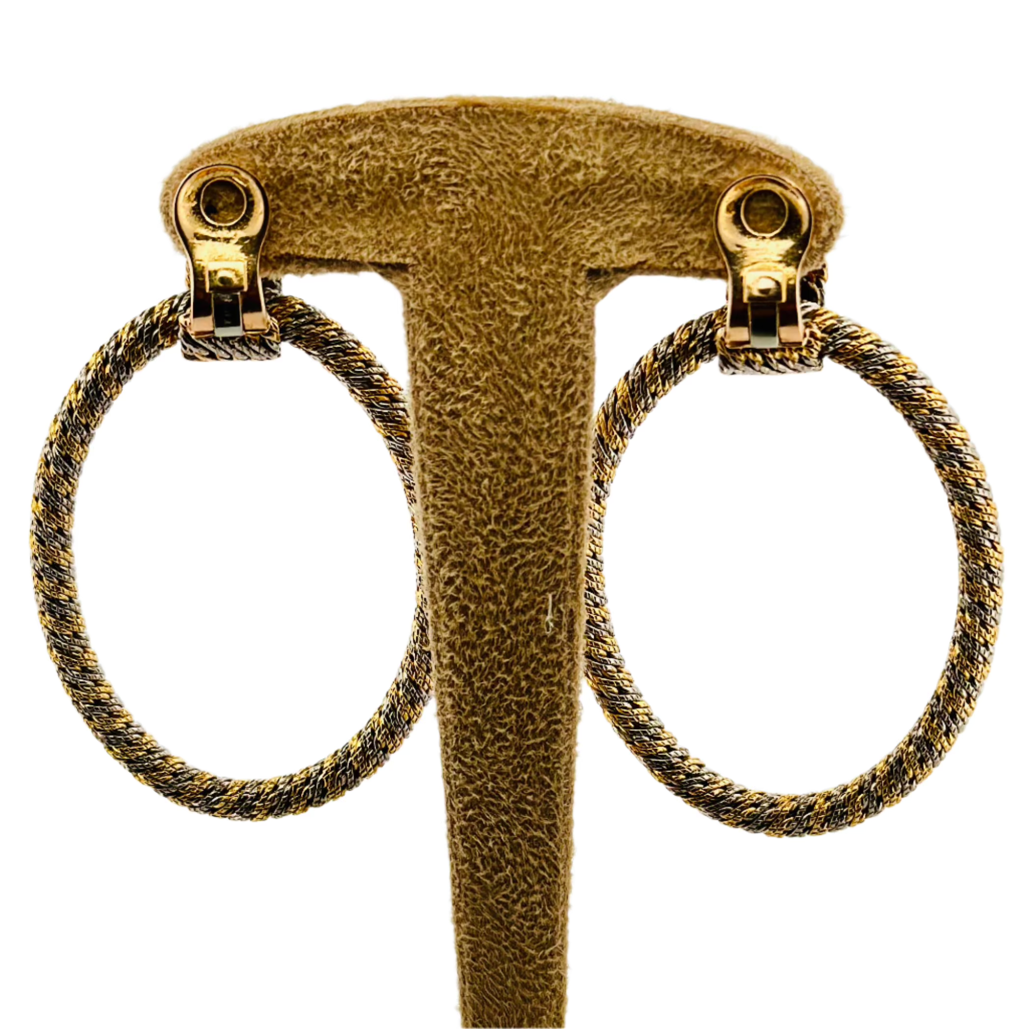 Boucles d'oreilles Créoles FRED en or jaune et or blanc