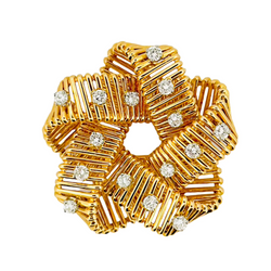 Broche Clip HERMÈS en or jaune et diamants