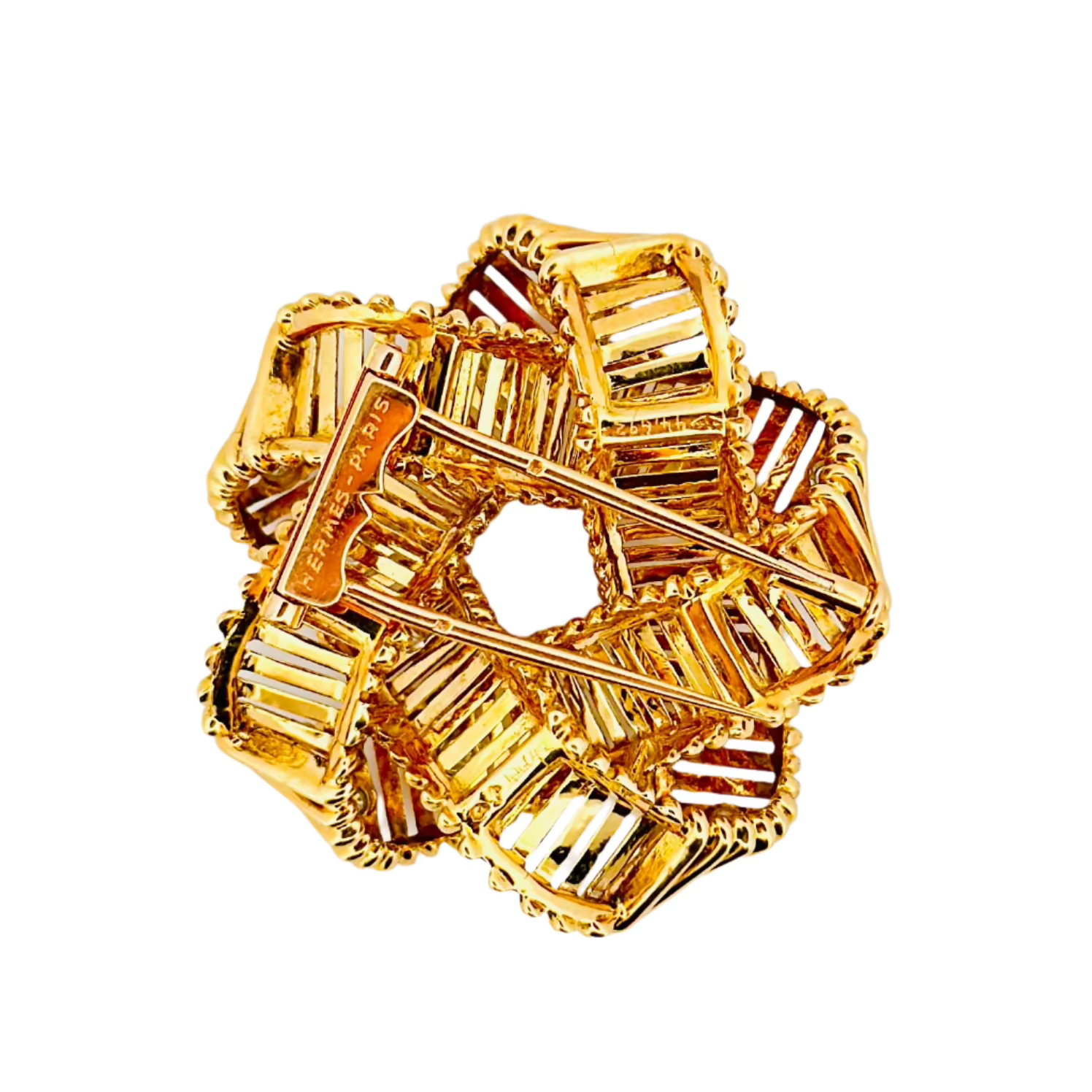 Broche Clip HERMÈS en or jaune et diamants