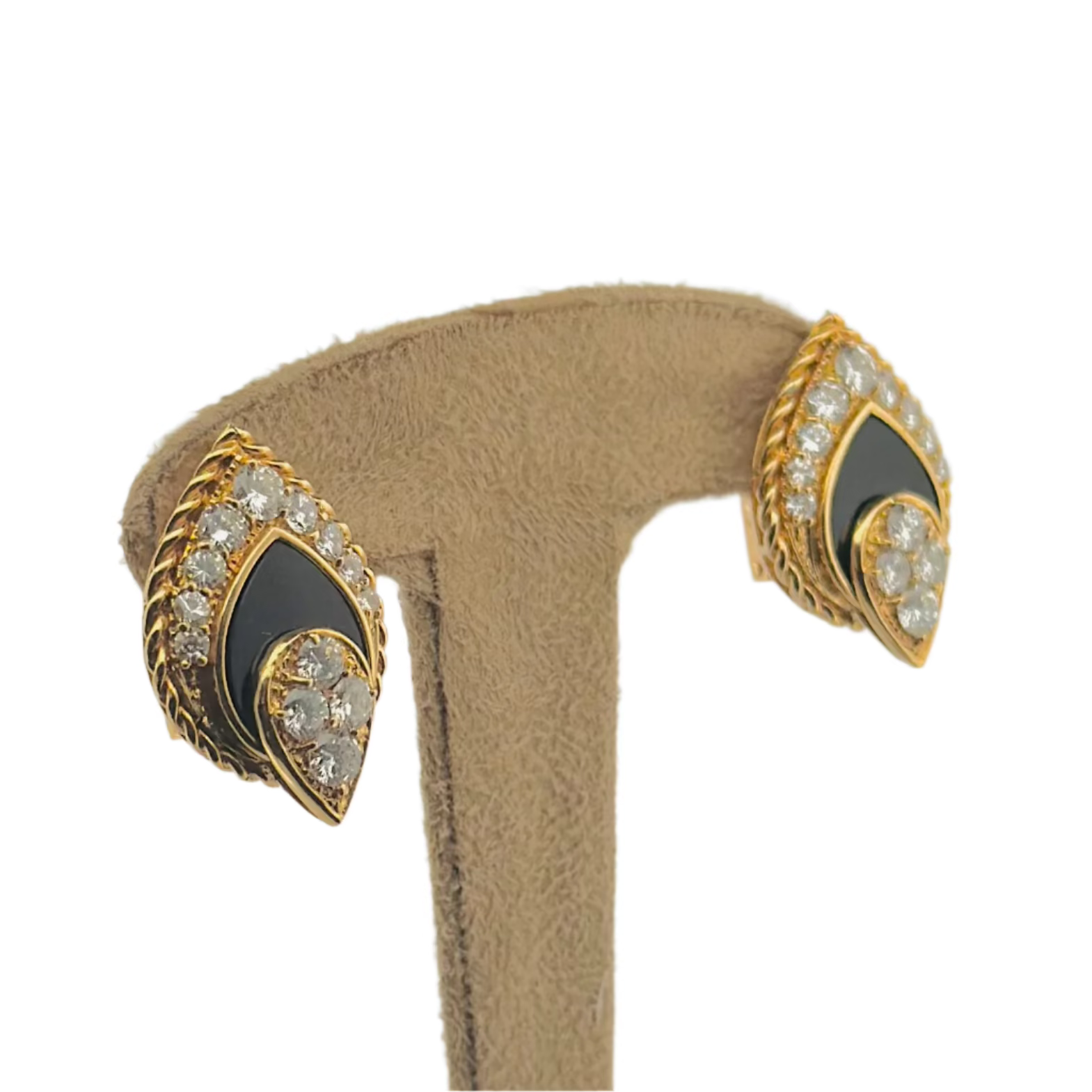 Boucles d'oreilles FRED en or jaune, onyx et diamants