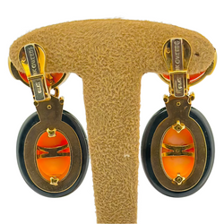 Boucles d'oreilles Clip DAVID WEBB en or jaune, corail, onyx et diamants