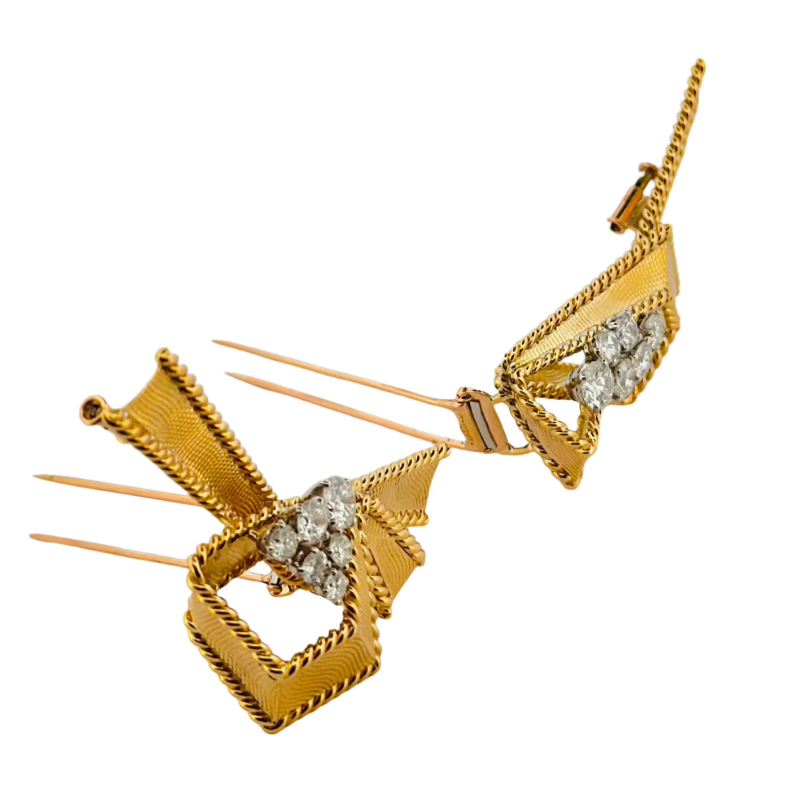 Broches Clips MAUBOUSSIN en or jaune et diamants