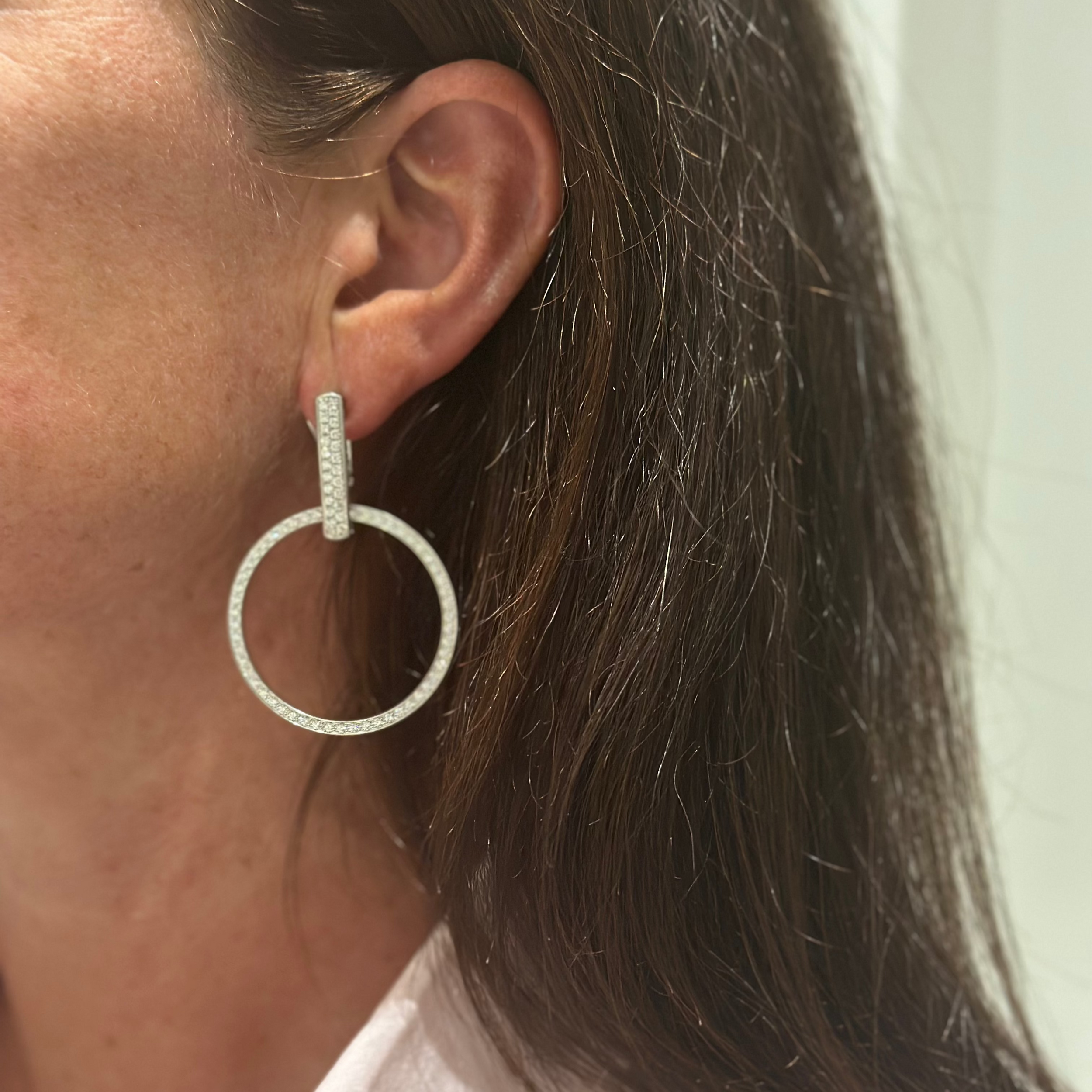 Pair of BOUCHERON earrings in white gold and diamonds