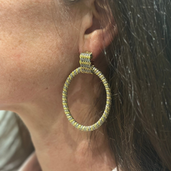 Boucles d'oreilles Créoles FRED en or jaune et or blanc